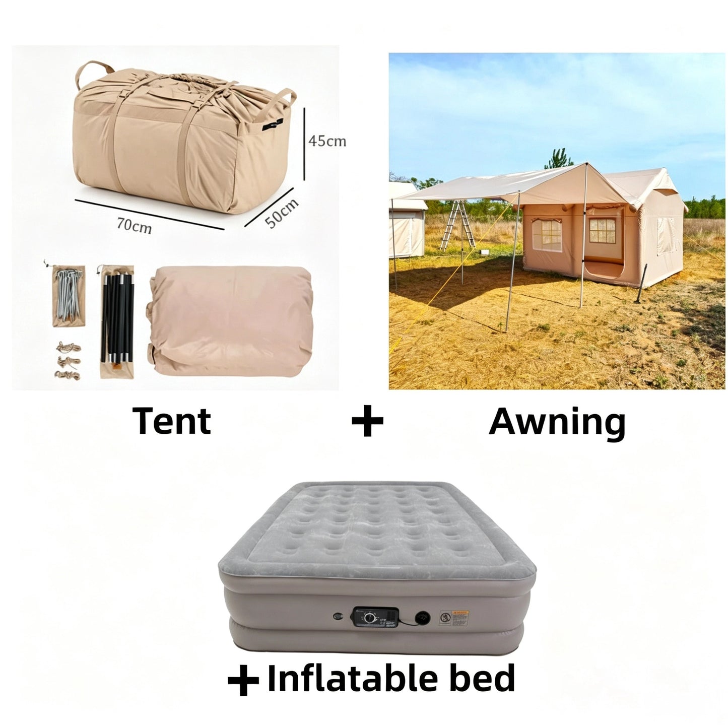 🔥Hot Sale - Waterproof Lightweight Oxford Cloth Automatic Inflatable Tent With Camping Equipment