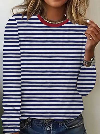 Women's Striped Short Sleeve Tee T-shirt Crew Neck Printing Casual Summer Graphic Tee Top