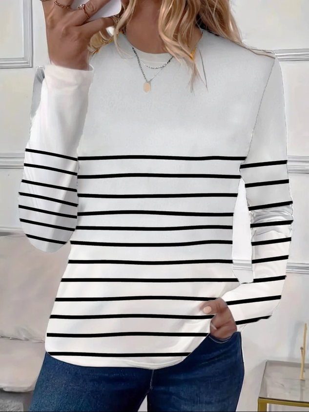 Women's Striped Short Sleeve Tee T-shirt Crew Neck Printing Casual Summer Graphic Tee Top